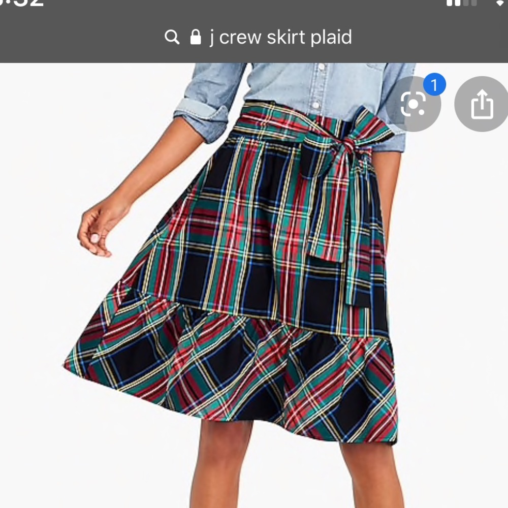 🌲Jcrew plaid holiday bow skirt